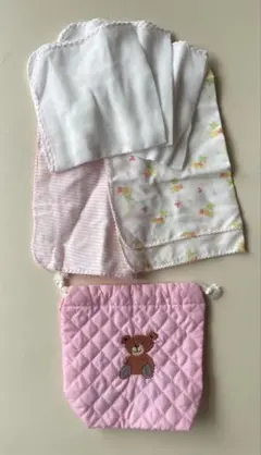 【新品未使用】ガーゼと巾着のセット