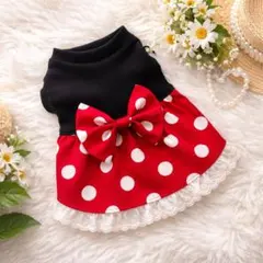 大人気‼︎犬服ハンドメイド　ドットフリルワンピース　可愛い　オシャレ　お揃い