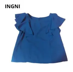 【INGNI】トップス　ラッフルスリーブ　ノースリーブ　ブラウス　ネイビー　M