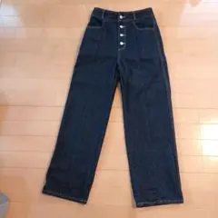 GUハイウエストワイドレッグデニムパンツM