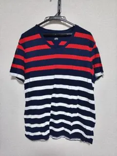 TOMMY HILFIGER ストライプ Vネック Tシャツ L