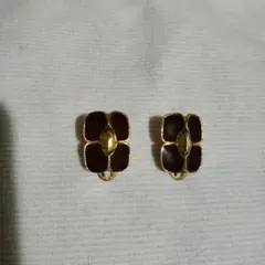 ブラウンゴールド花形イヤリング