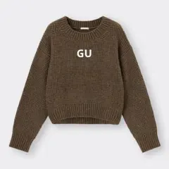 GU/カラー メランジセーター/ブラウン リブ編み 長袖 ニット/茶色/4061