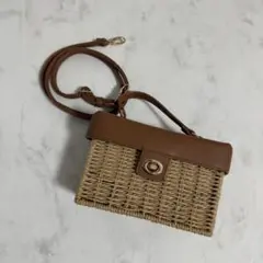 しまむら　mumu カゴバック　ショルダーバッグ　ブラウン