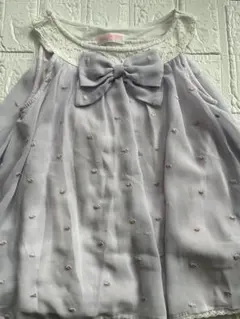メゾピアノ 薄紫 リボン付きチュニック 130cm