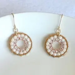 [16]パール調ビーズとクリアビーズのリースピアス イヤリング 大人可愛い 上品