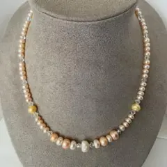 淡水真珠★スワロスキー★パールネックレス★ハンドメイド★ファッション★ネックレス