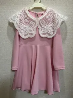 レース襟付きワンピース 130/新品未使用品
