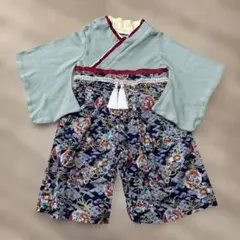 花柄着物風ドレス 80cm 袴ロンパース