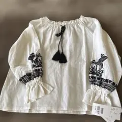 DoCLASSE刺繍入りホワイト麻ブラウス