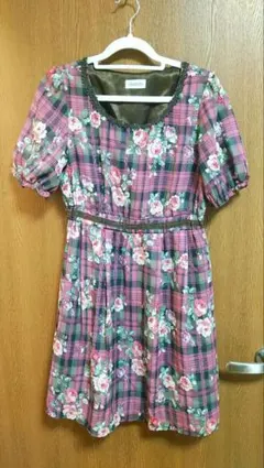 ロディスポット　花柄チェックワンピース