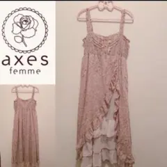 ♡axes femme 姫ワンピ フリル ガーリー森ガール ピンク バラ 花柄♡