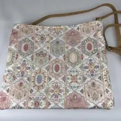 インド刺繍生地　マチ無しショルダーバッグ　手作り