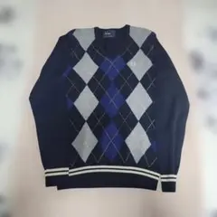 フレッドペリー　ダイヤモンド柄 ネイビー セーター　アーガイル