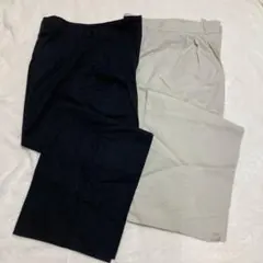 リネンブレンドタックワイドパンツ GU 2本セット