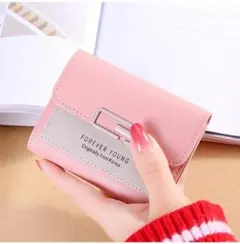 q75☆ミニ財布 名刺入 カードケース 定期入大容量 パスケース ピンク 816