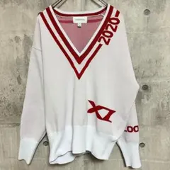 2020ss Xander Zhou アメリカントレーナー ニット メンズ 赤のサムネイル