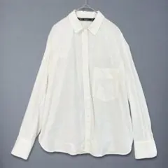 ザラ ZARA 長袖 シャツ ブラウス Yシャツ S 白 ホワイト 無地 比翼のサムネイル