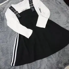 Cute Love サロペットワンピース 長袖 黒