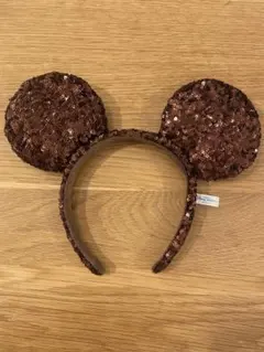 ミッキー耳カチューシャ ブラウン スパンコール