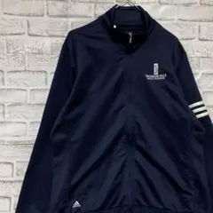 アディダス ジャージ　トラックジャケット　ネイビーXL ロゴ刺繍915