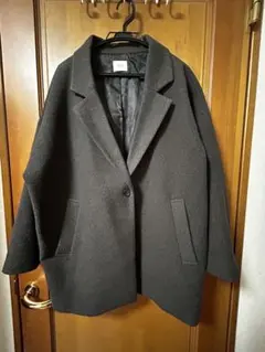 ダークグレー チェスターコート ウール風