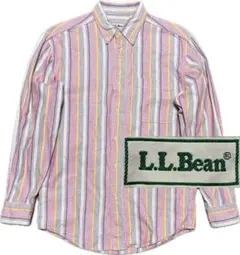美品90sLLBEANピンクストライプ長袖シャツM位オールドヴィンテージ黄青紫白のサムネイル
