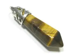 天然石　タイガーアイ　六角柱　ネックレス　トップ　虎目石　パワーストーン　★★H