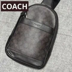【美品】COACH コーチ ボディバッグ シグネチャー ブラック F54787