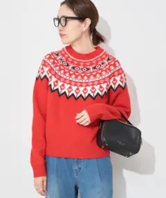 スローブイエナ　フェアアイルニット　赤