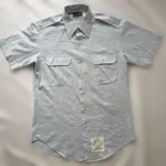 80s 半袖 ワークシャツ made in USA ミリタリーシャツ エポレット