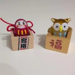ガラス製 だるま フクロウ 木箱入り ミニチュア置物