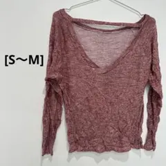 古着✨赤いVネック長袖トップス[S〜M]