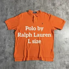 Polo by Ralph LaurenポロシャツLオレンジ刺繍ロゴ鹿の子古着