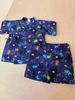 昆虫柄 ネイビー 甚平セット