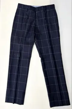 【五大陸】ダークネイビー/ウインドーペーンチェック柄 スラックス状態◎
