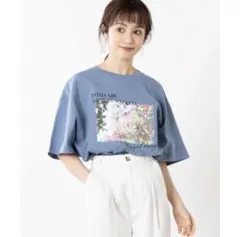 WEGO フォトプリント 半袖Tシャツ ブルー