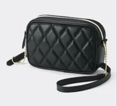 ブラック キルティング ショルダーバッグ