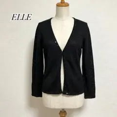 ELLE エル モヘヤ混 Vネックカーディガン スパンコール 黒 ラメのサムネイル