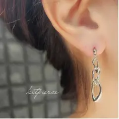 No.330 デザイン3連フープ シルバーカラー ピアス イヤリング