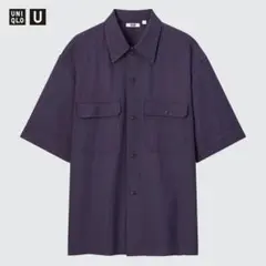 UNIQLO U オーバーサイズワークシャツ（半袖) ダークパープル　Mのサムネイル
