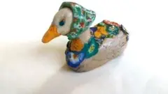 アヒルの花柄置物