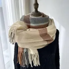 セール‼︎[雑貨]zk2402 男女兼用 チェック柄大判ストール マフラー