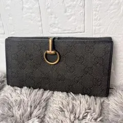 GUCCI✨ゴールド金具フラップ　GGキャンバス ロゴフラップ　ブラック　財布