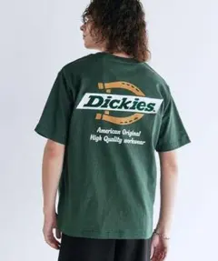 ディッキーズ 天竺刺繍 バックプリントTシャツ Dickies グリーン XL