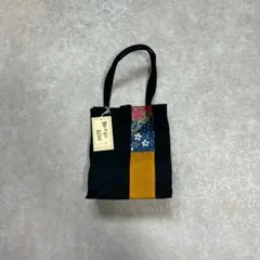 【未使用品タグ付き】和柄 ミニトートバッグ 民芸調 パッチワーク 手提げバッグ