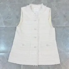 PICCIN PERLA ピッチン　パールボタンツイードジレ保護者会 ホワイトMのサムネイル