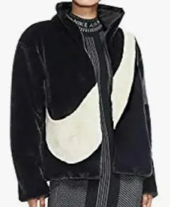 ナイキ☆NIKE フリースジャケット黒 ブラック✖ホワイト