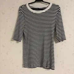 UNIQLO ストライプ・ダークグリーン 半袖Tシャツ S