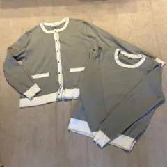 早い者勝ち♡ grove ニットアンサンブル　クルーカーディガン✖️リブニット　L